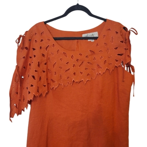 DonnaVinci Orange Flax Sleeveless Maxi Dress Size 16 - Picture 2 of 4